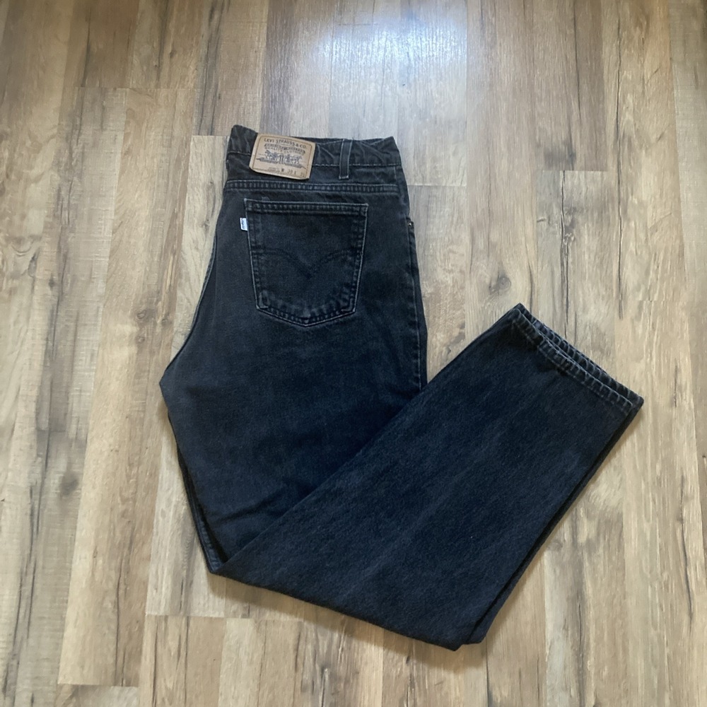 VTG Levi's Jeans Mens 38x31 Black Relaxed Fit Straight Leg White Tab USA 90s